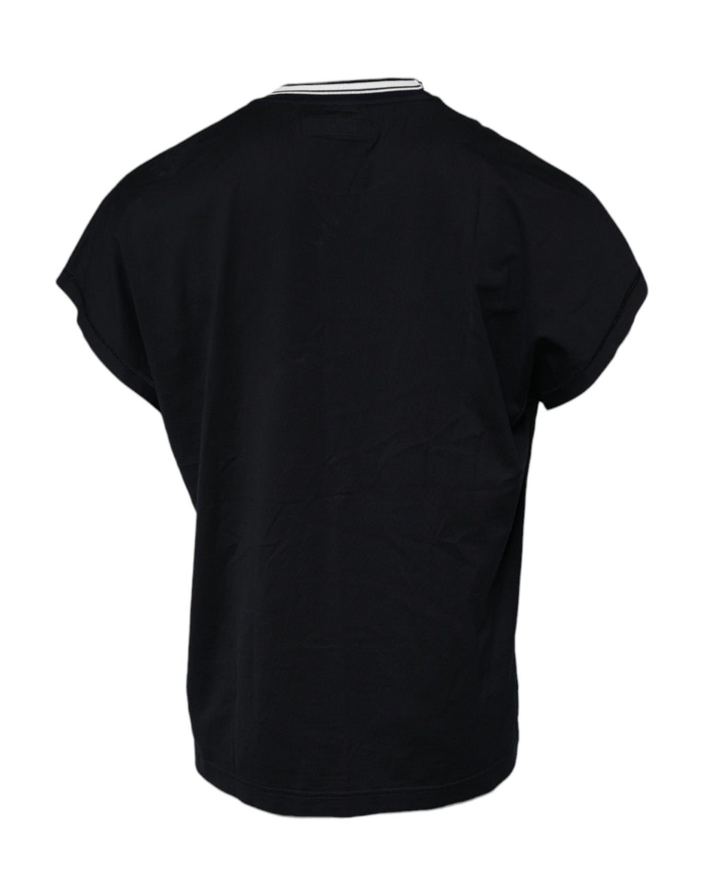 Camiseta de algodón con cuello redondo y corona con logotipo azul oscuro de Dolce &amp; Gabbana