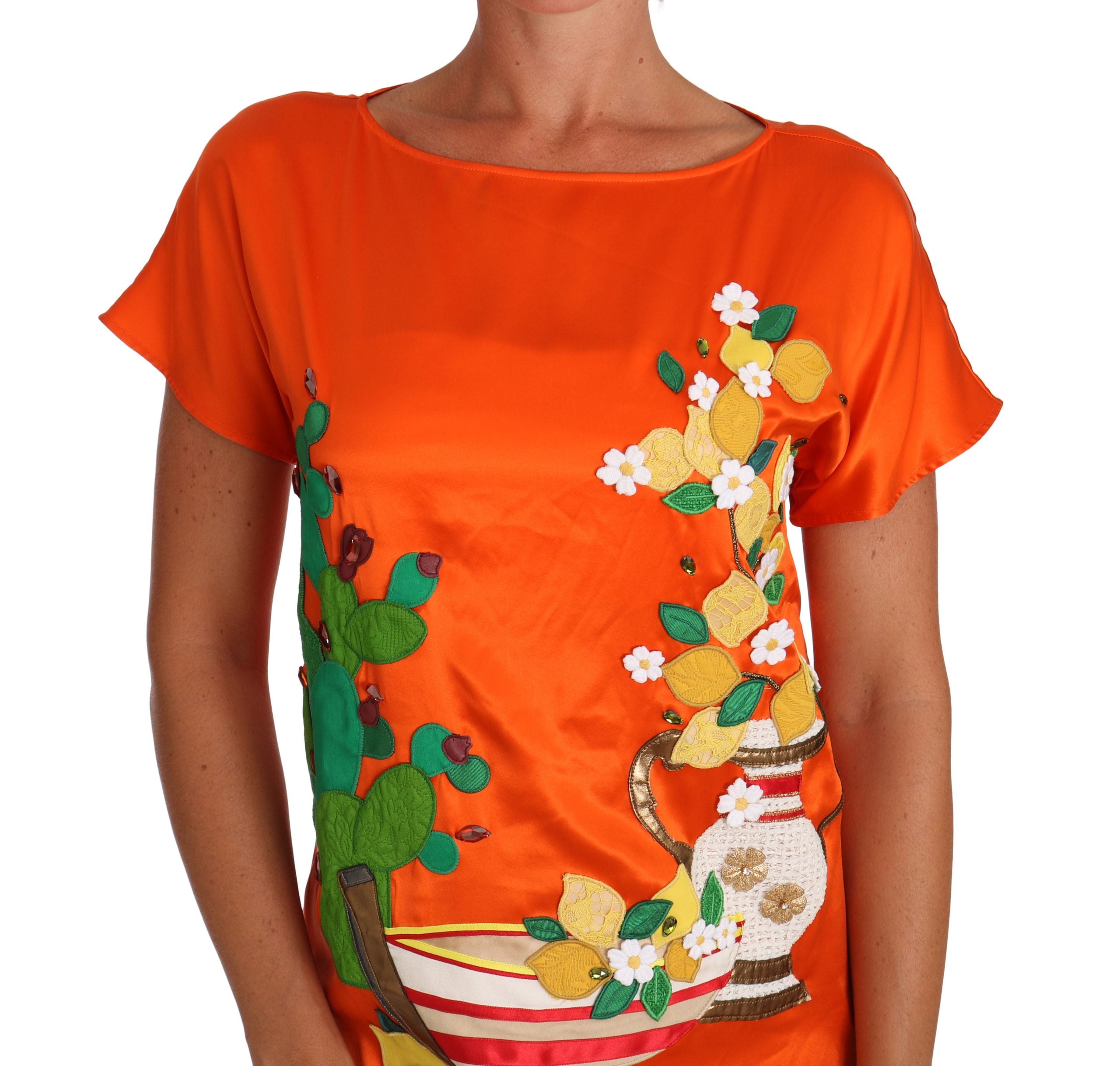 Camiseta Dolce &amp; Gabbana Silk Orange Lemon Crystal