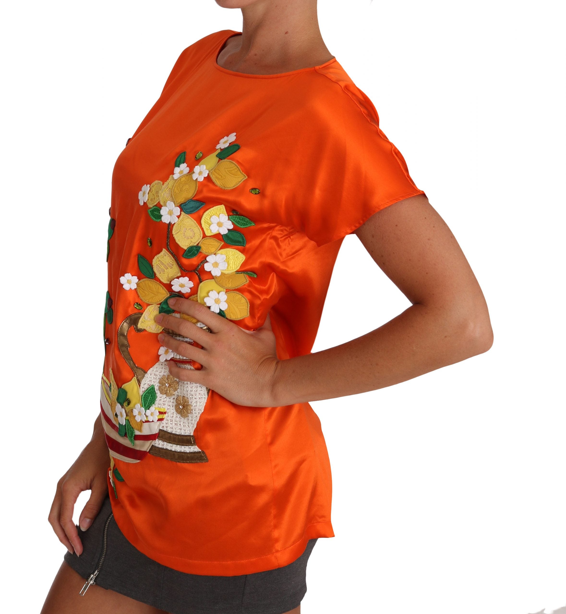 Camiseta Dolce &amp; Gabbana Silk Orange Lemon Crystal