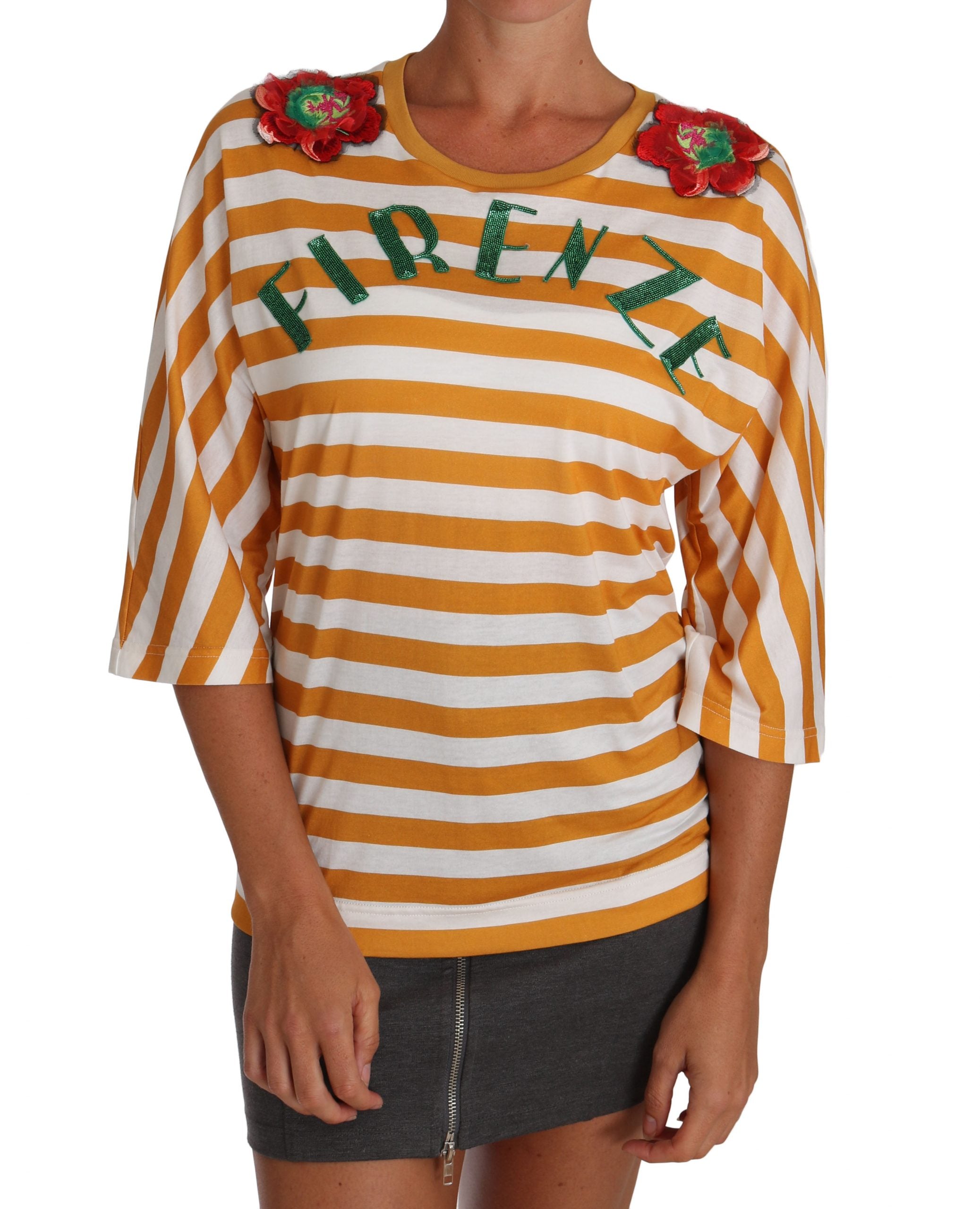 Camiseta Dolce &amp; Gabbana FIRENZE blanca y naranja