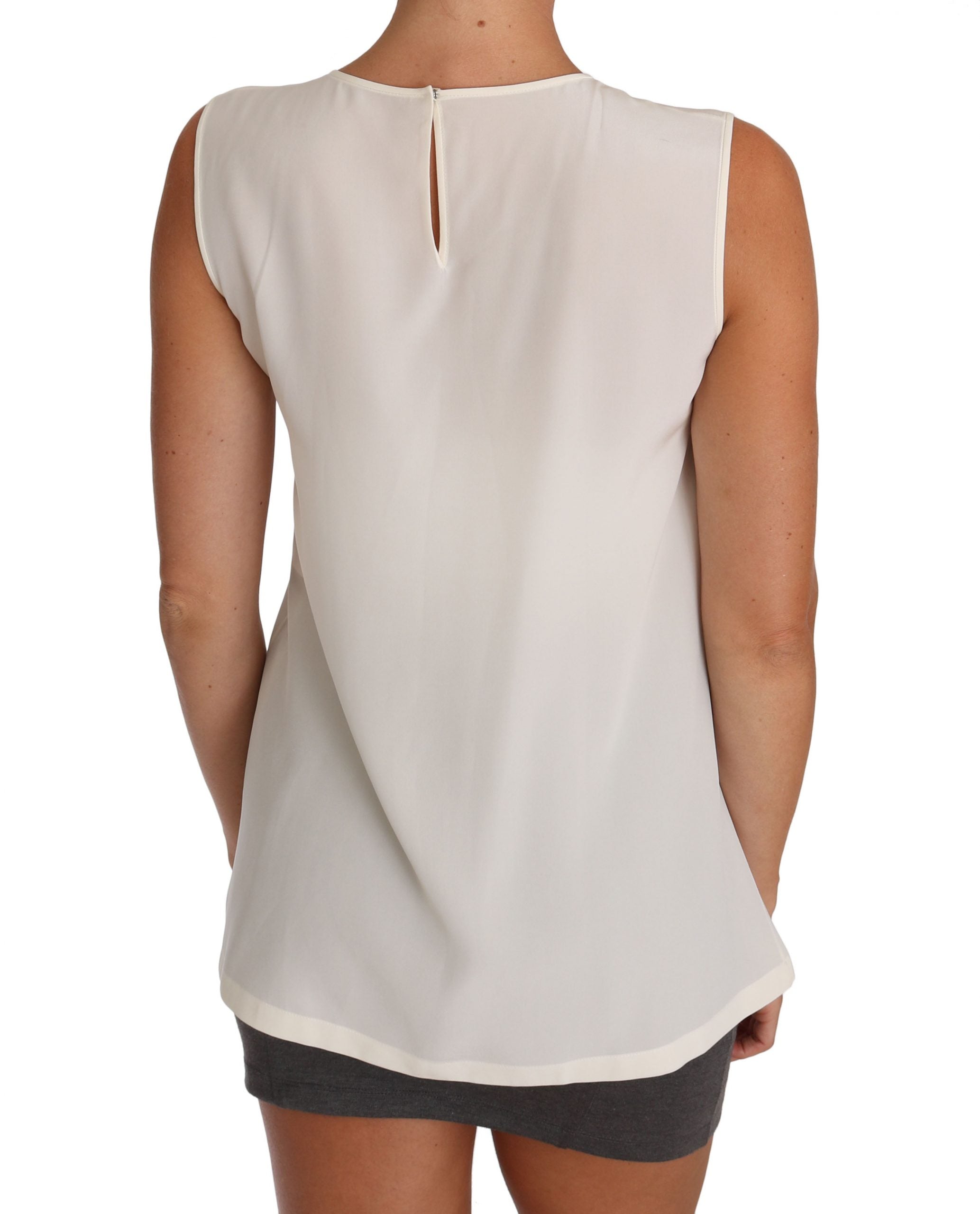 Camiseta de hada con lentejuelas de cristal de seda blanca de Dolce &amp; Gabbana