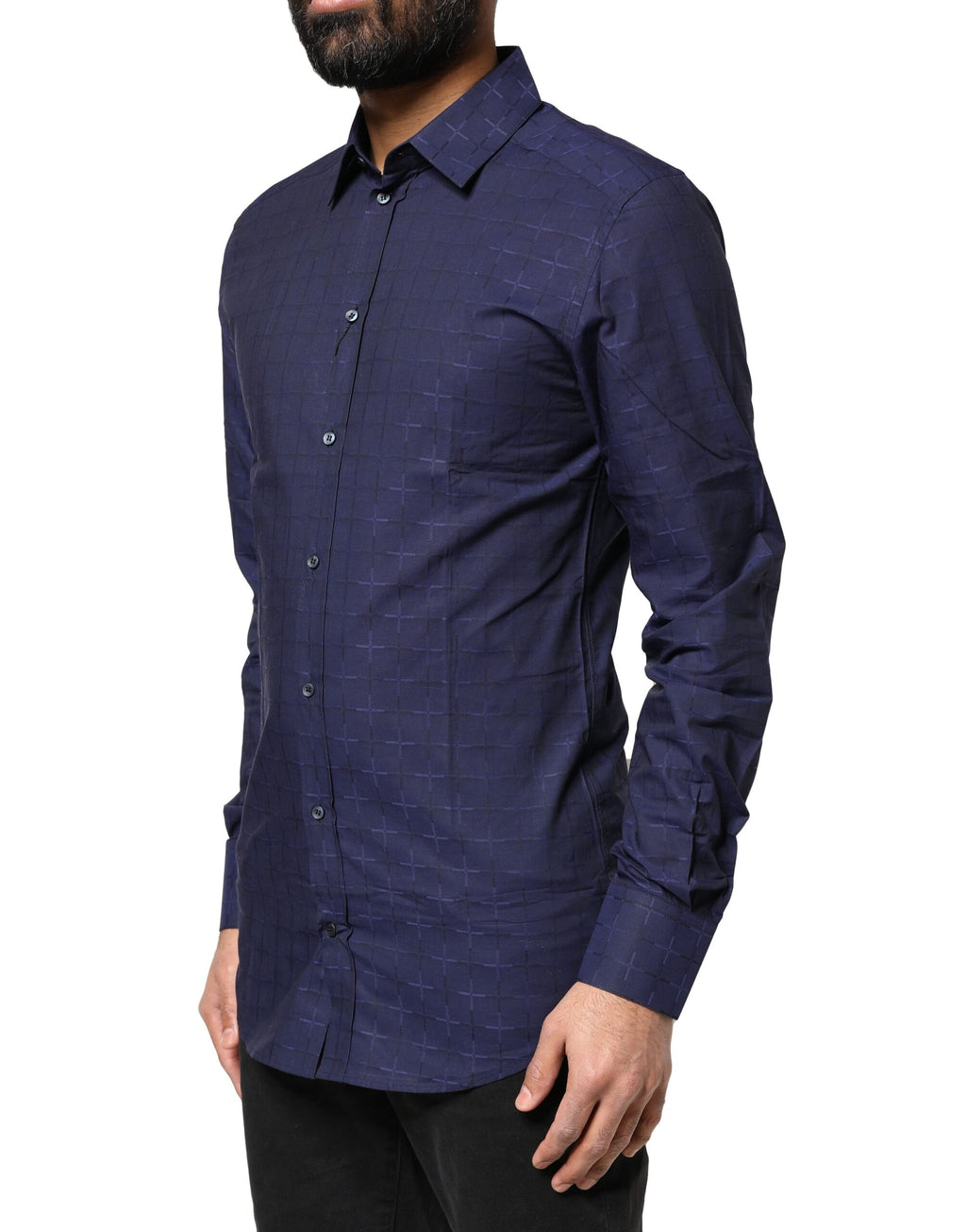 Camisa formal Dolce &amp; Gabbana con cuadros escoceses azules dorados
