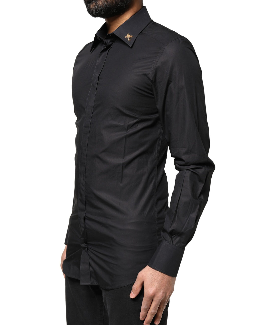 Camisa de vestir Dolce &amp; Gabbana para hombre con cruz dorada negra