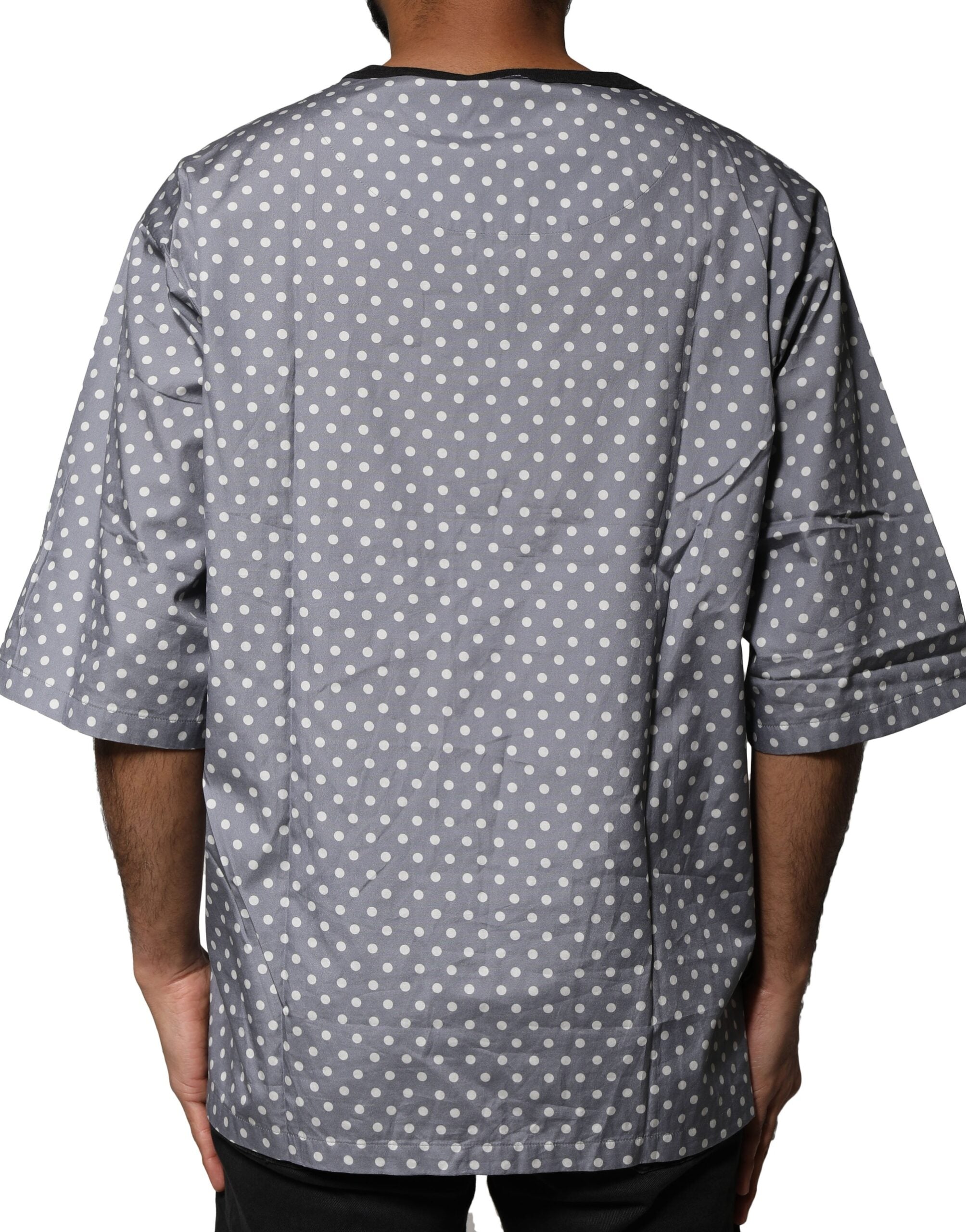 Camiseta de cuello redondo con estampado pin-up de lunares grises de Dolce &amp; Gabbana