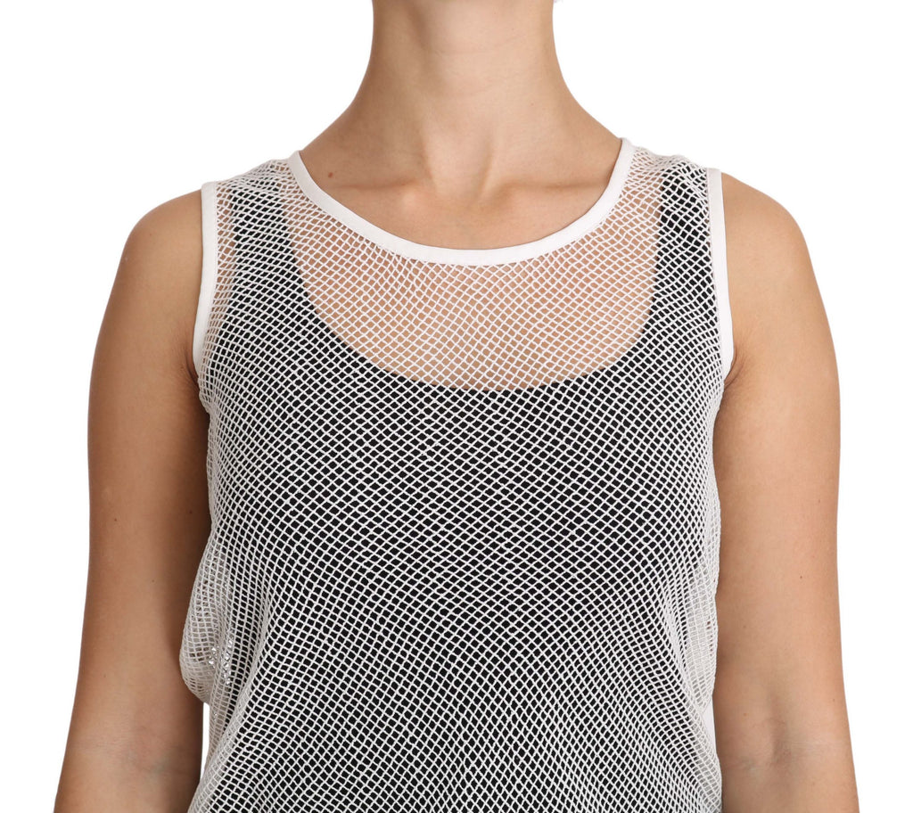 Top sin mangas transparente de red blanca de Dolce &amp; Gabbana
