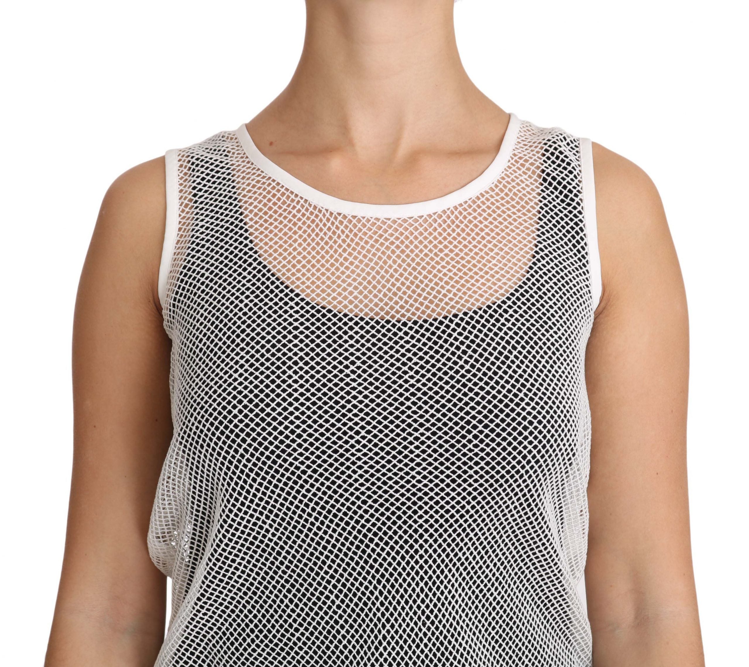 Top sin mangas transparente de red blanca de Dolce &amp; Gabbana