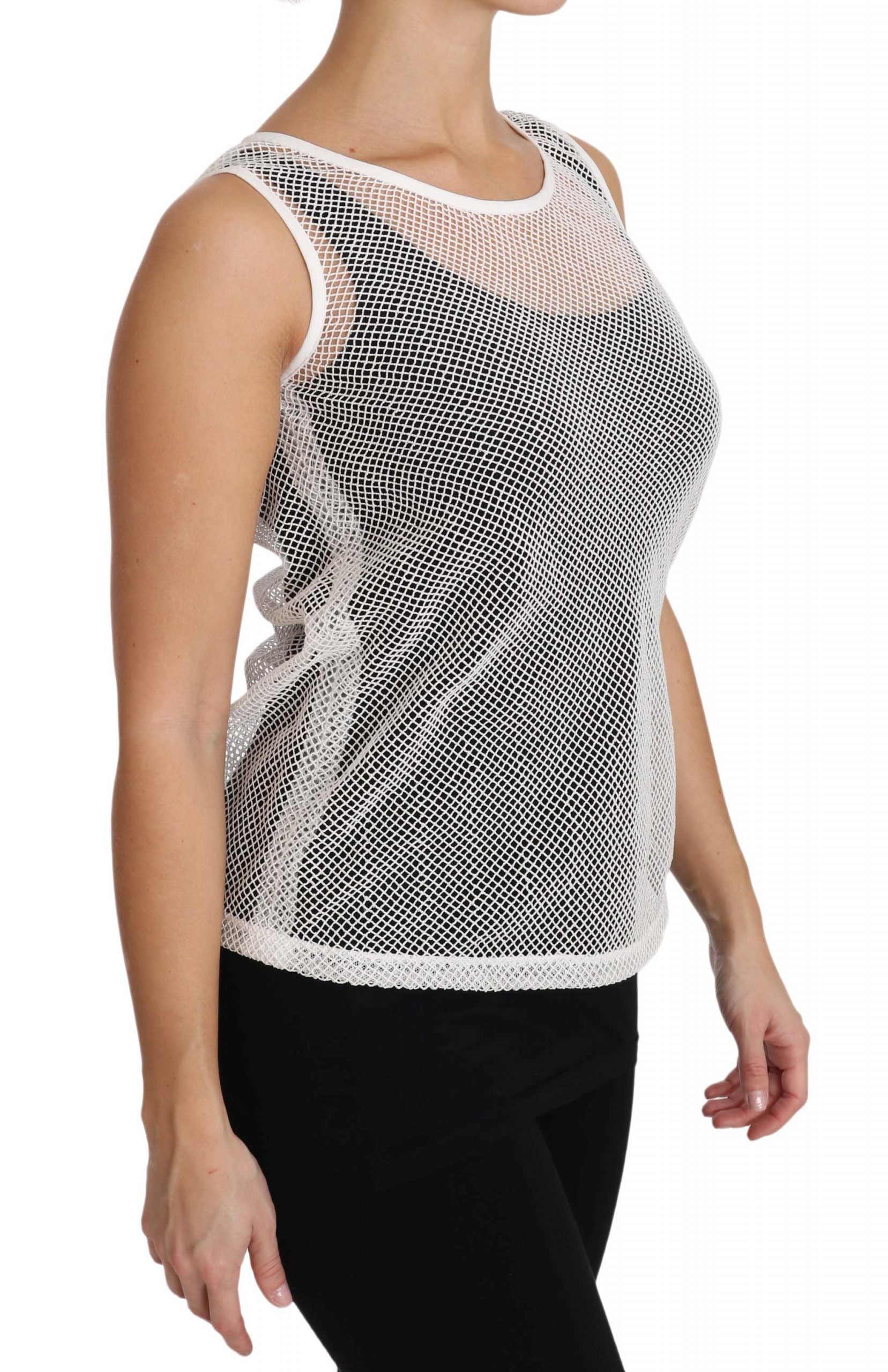 Top sin mangas transparente de red blanca de Dolce &amp; Gabbana