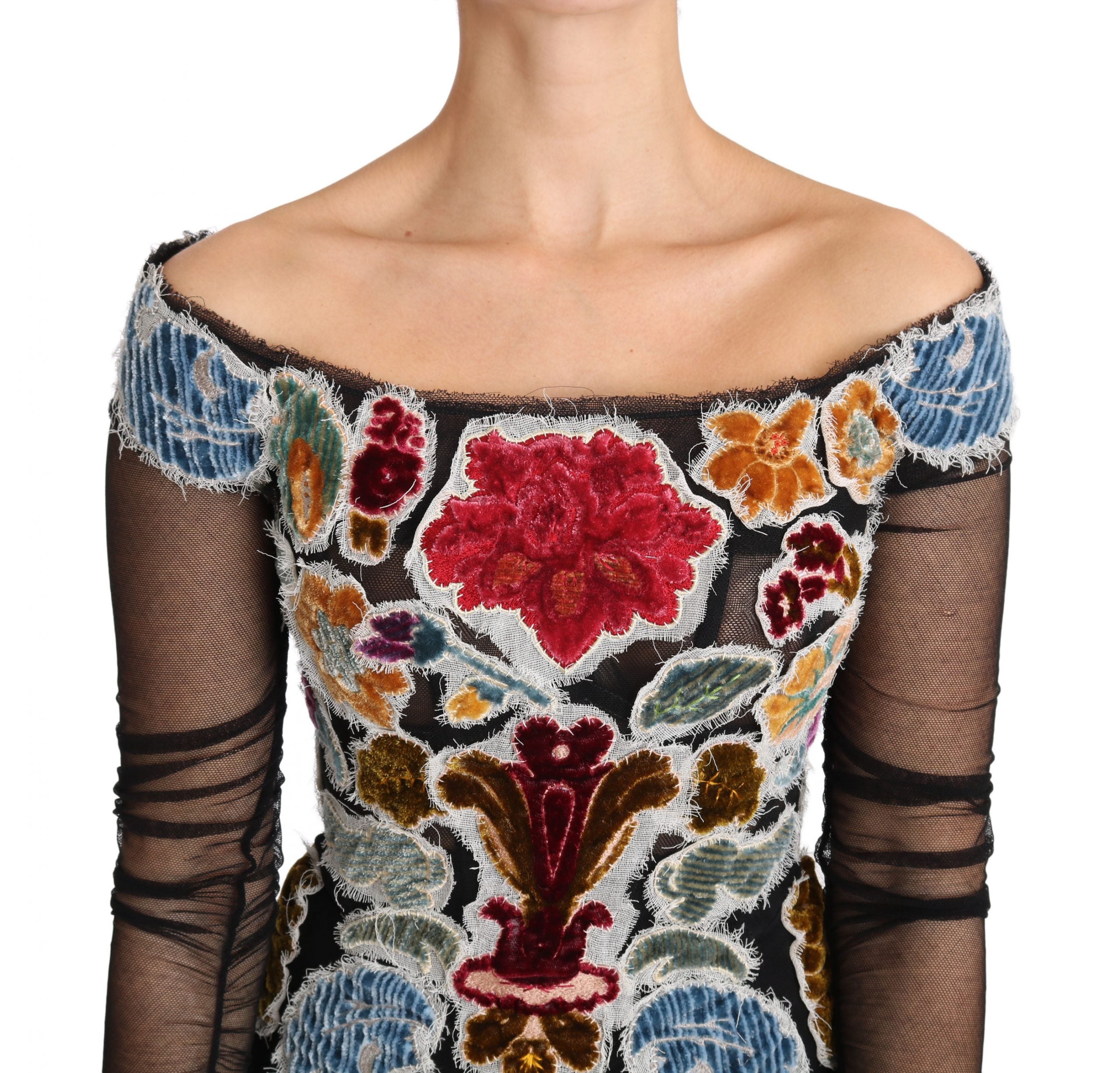 Blusa negra con estampado floral Ricamo de Dolce &amp; Gabbana