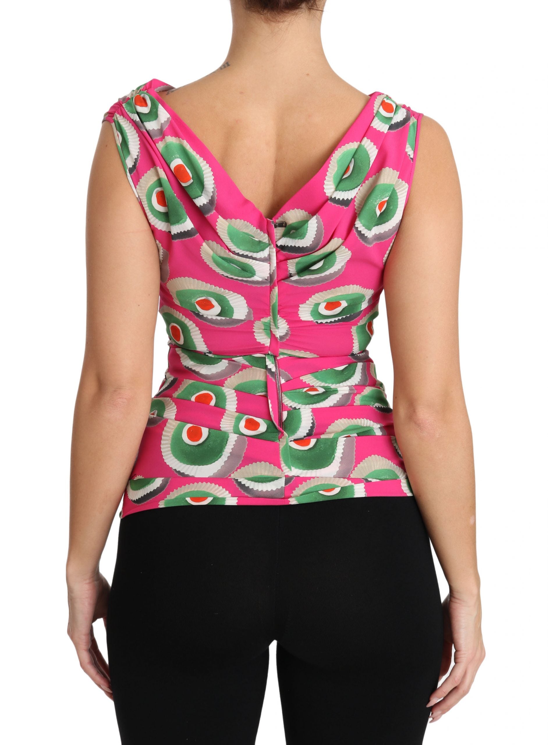Top de pastel siciliano elástico de seda rosa de Dolce &amp; Gabbana