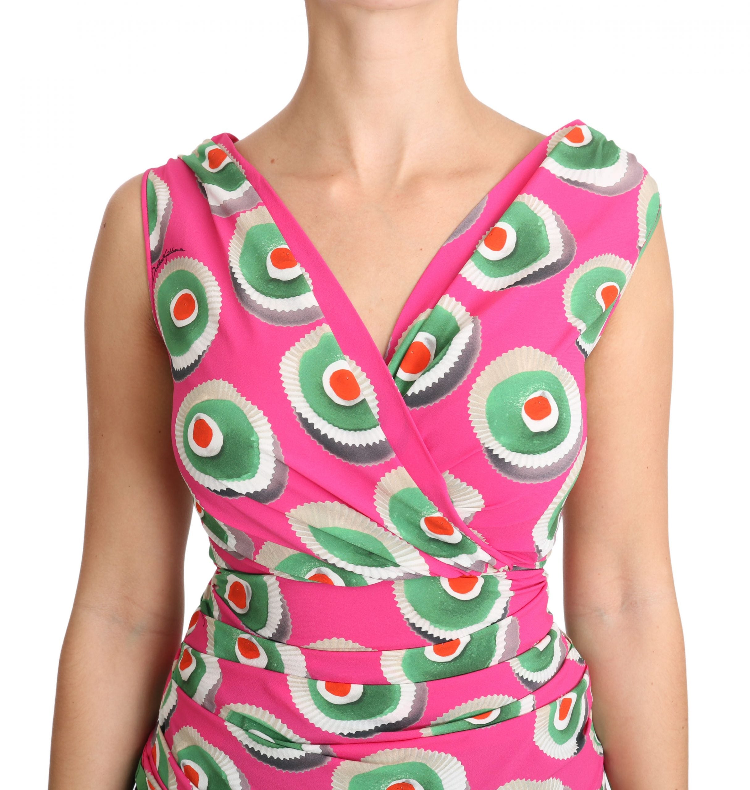 Top de pastel siciliano elástico de seda rosa de Dolce &amp; Gabbana