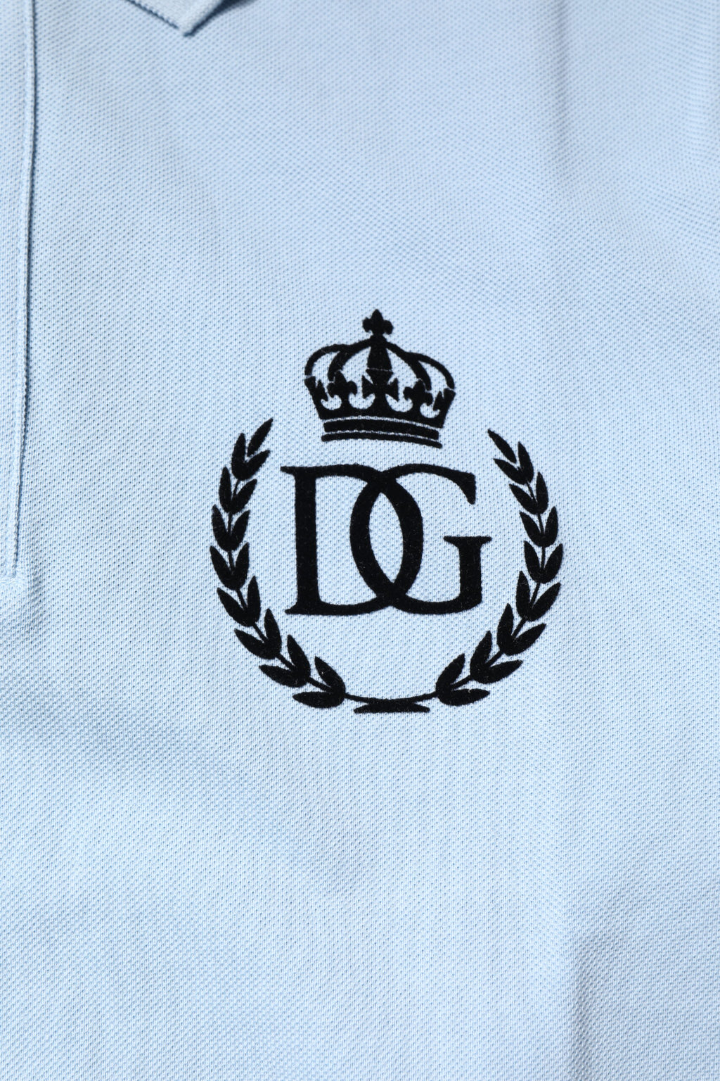 Polo de algodón azul cielo con cuello de corona de Dolce &amp; Gabbana
