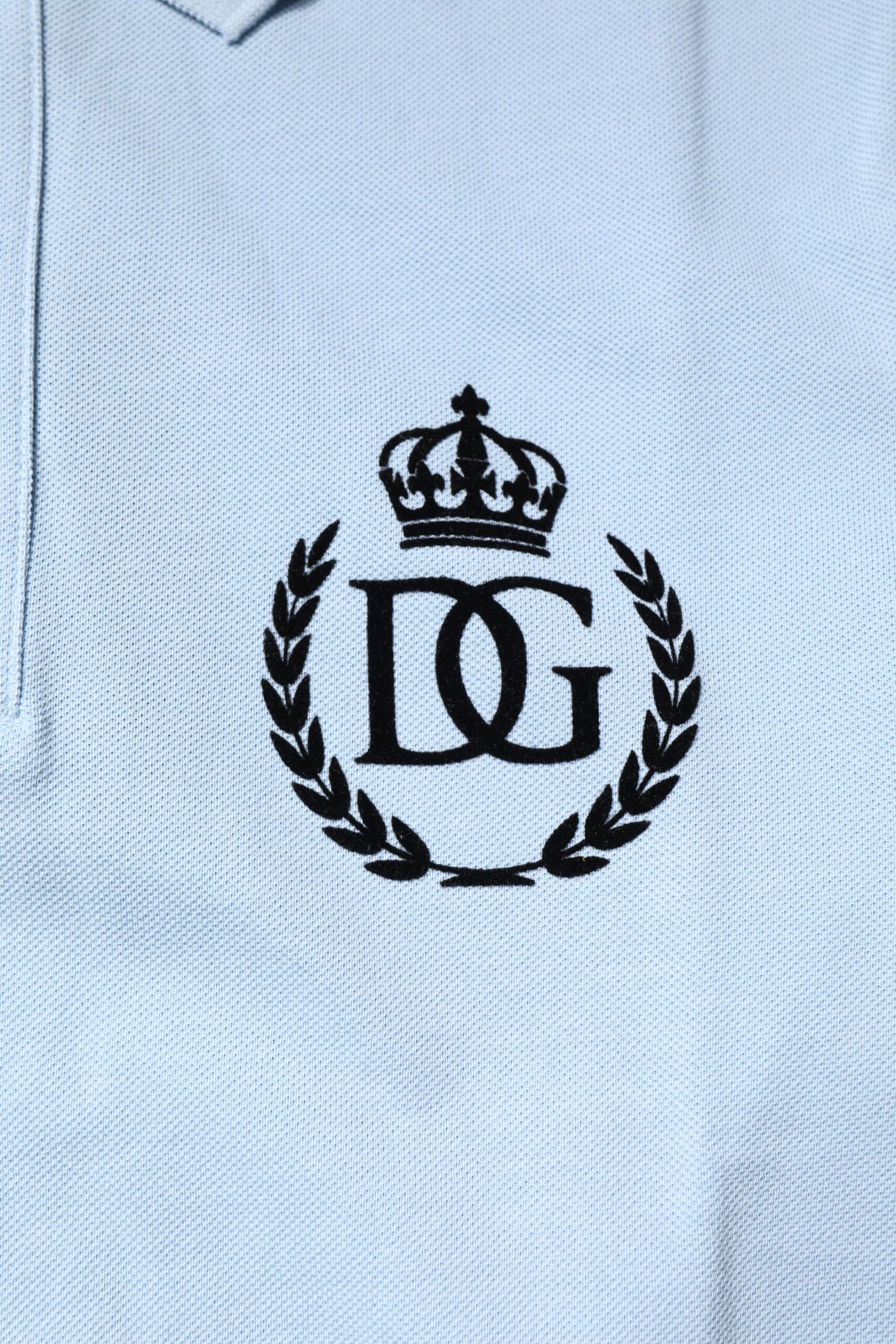 Polo de algodón azul cielo con cuello de corona de Dolce &amp; Gabbana