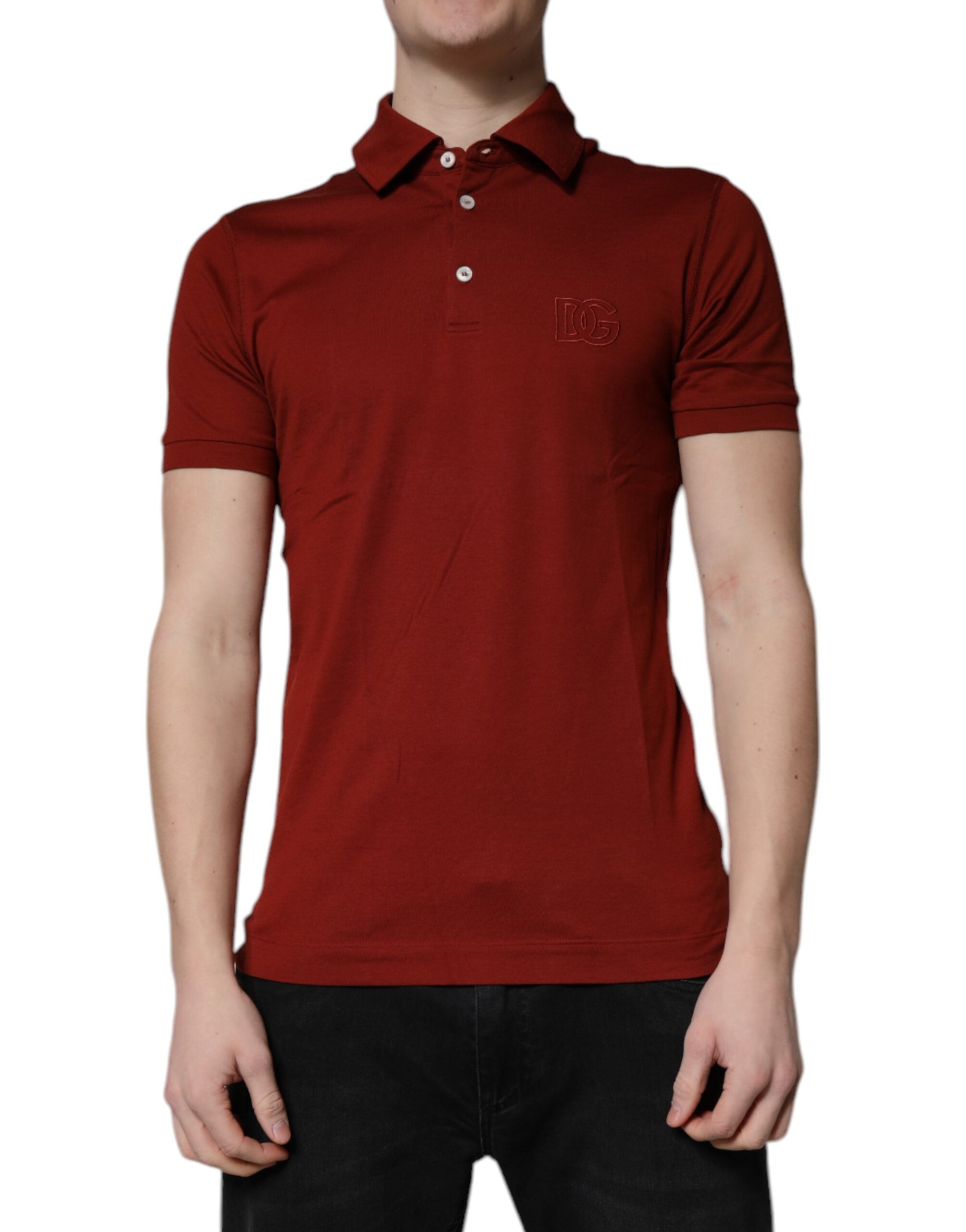 Polo Dolce &amp; Gabbana de algodón rojo con cuello y logotipo DG para hombre