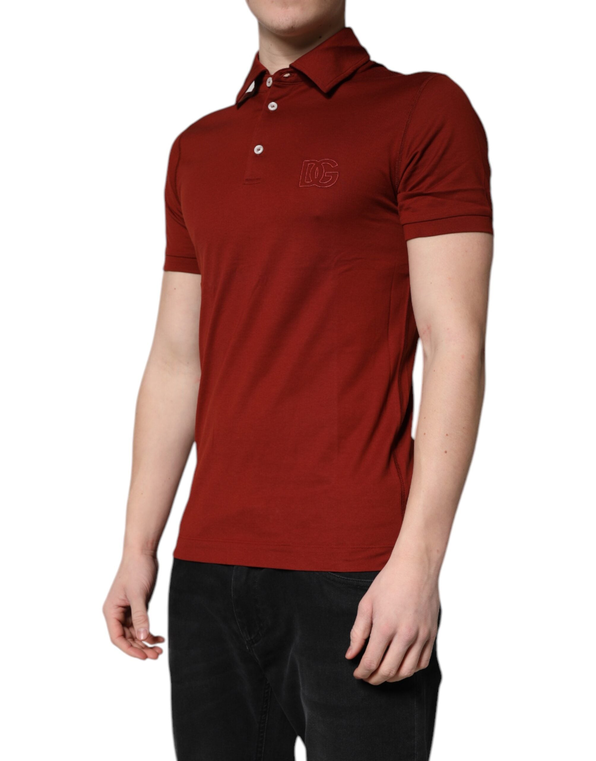 Polo Dolce &amp; Gabbana de algodón rojo con cuello y logotipo DG para hombre