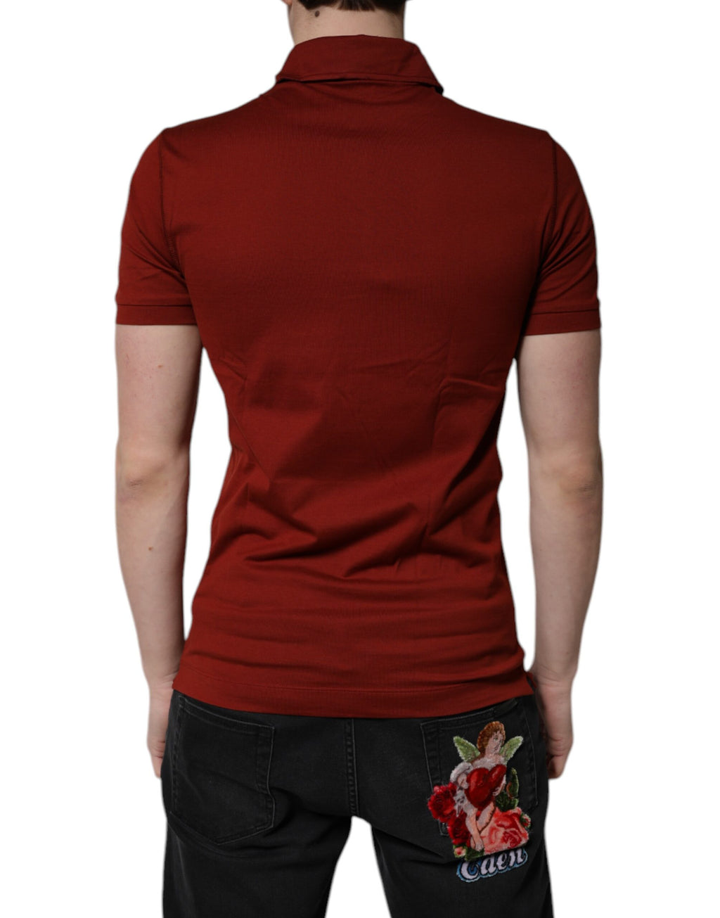 Polo Dolce &amp; Gabbana de algodón rojo con cuello y logotipo DG para hombre