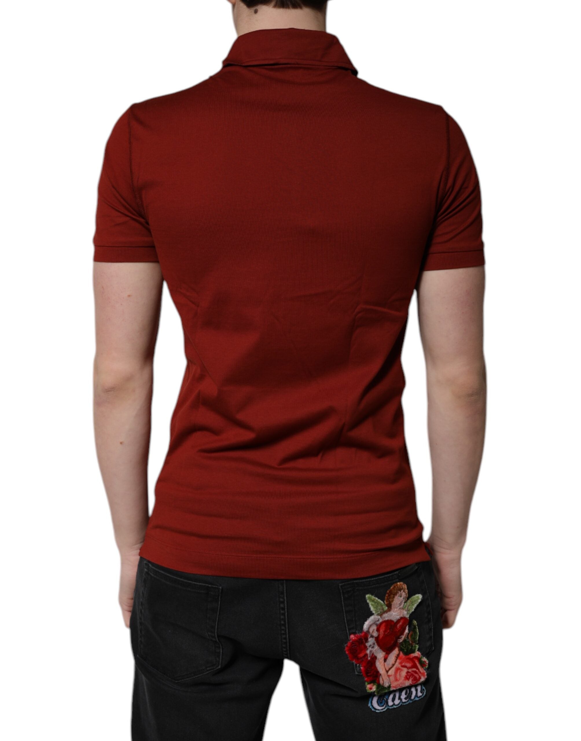 Polo Dolce &amp; Gabbana de algodón rojo con cuello y logotipo DG para hombre