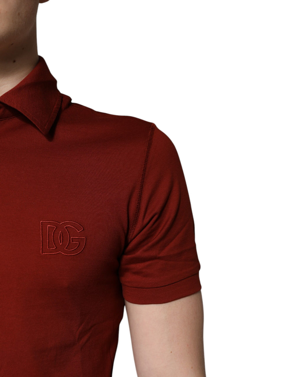 Polo Dolce &amp; Gabbana de algodón rojo con cuello y logotipo DG para hombre