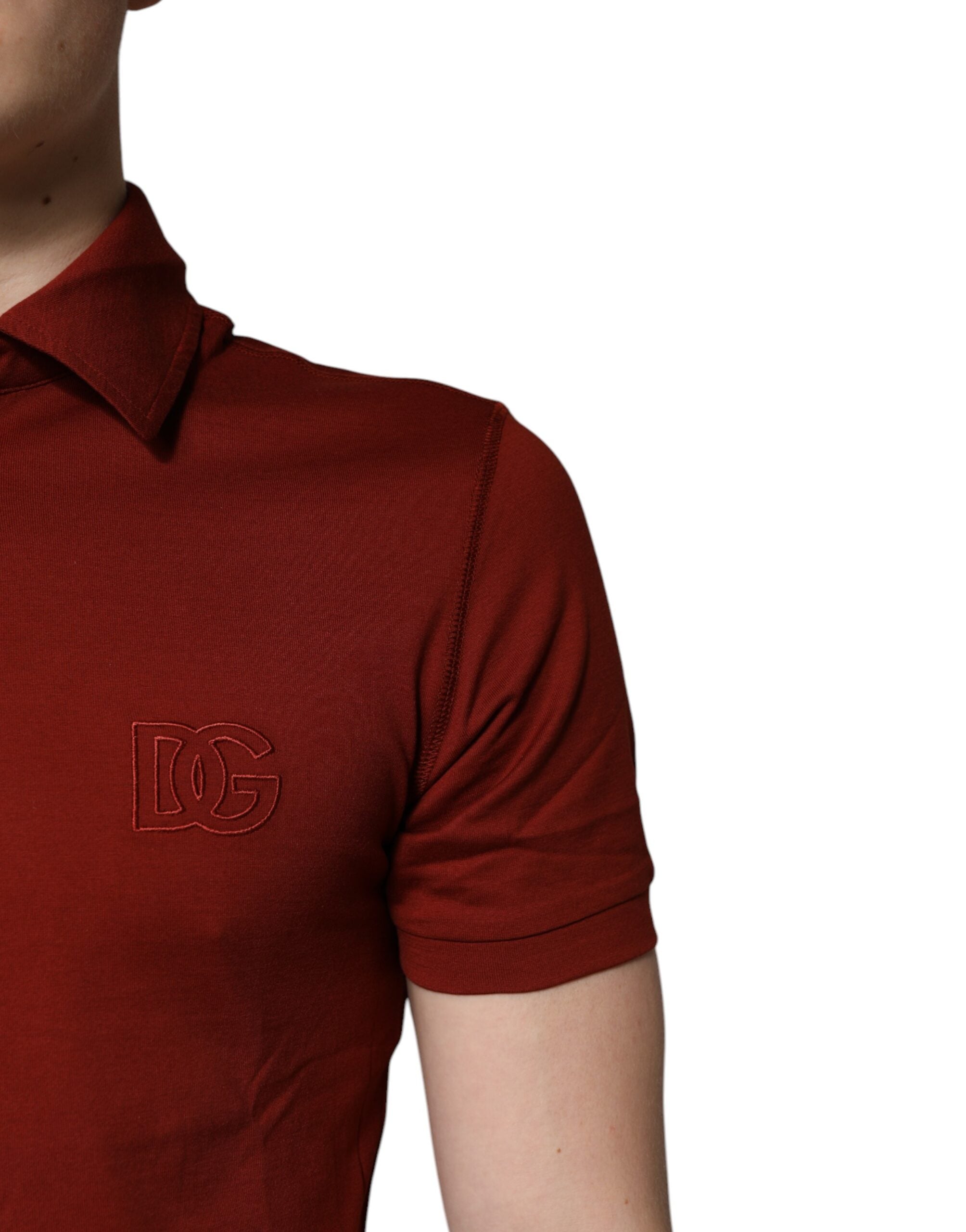 Polo Dolce &amp; Gabbana de algodón rojo con cuello y logotipo DG para hombre
