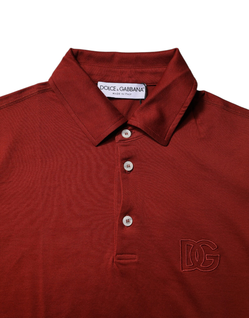 Polo Dolce &amp; Gabbana de algodón rojo con cuello y logotipo DG para hombre