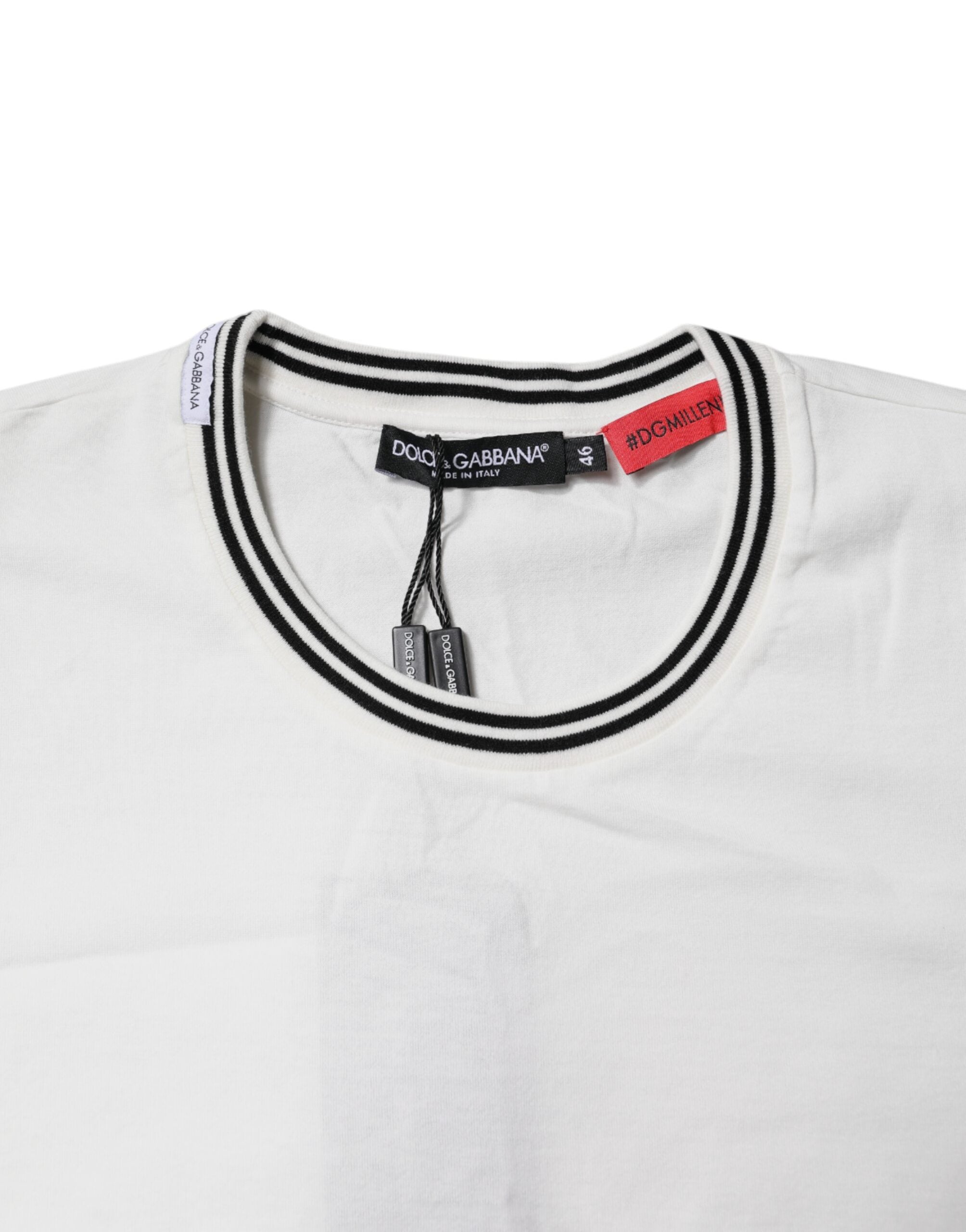 Camiseta blanca de cuello redondo de algodón #DGMillennials de Dolce &amp; Gabbana
