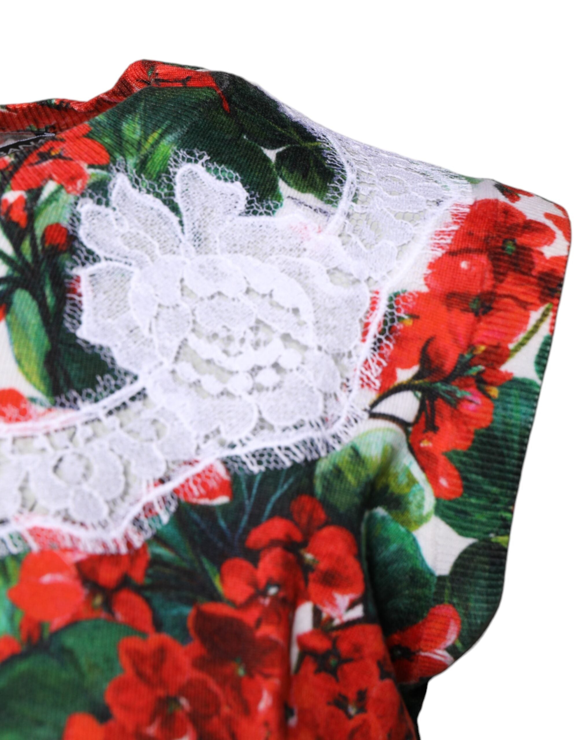 Top sin mangas de encaje floral multicolor de Dolce &amp; Gabbana