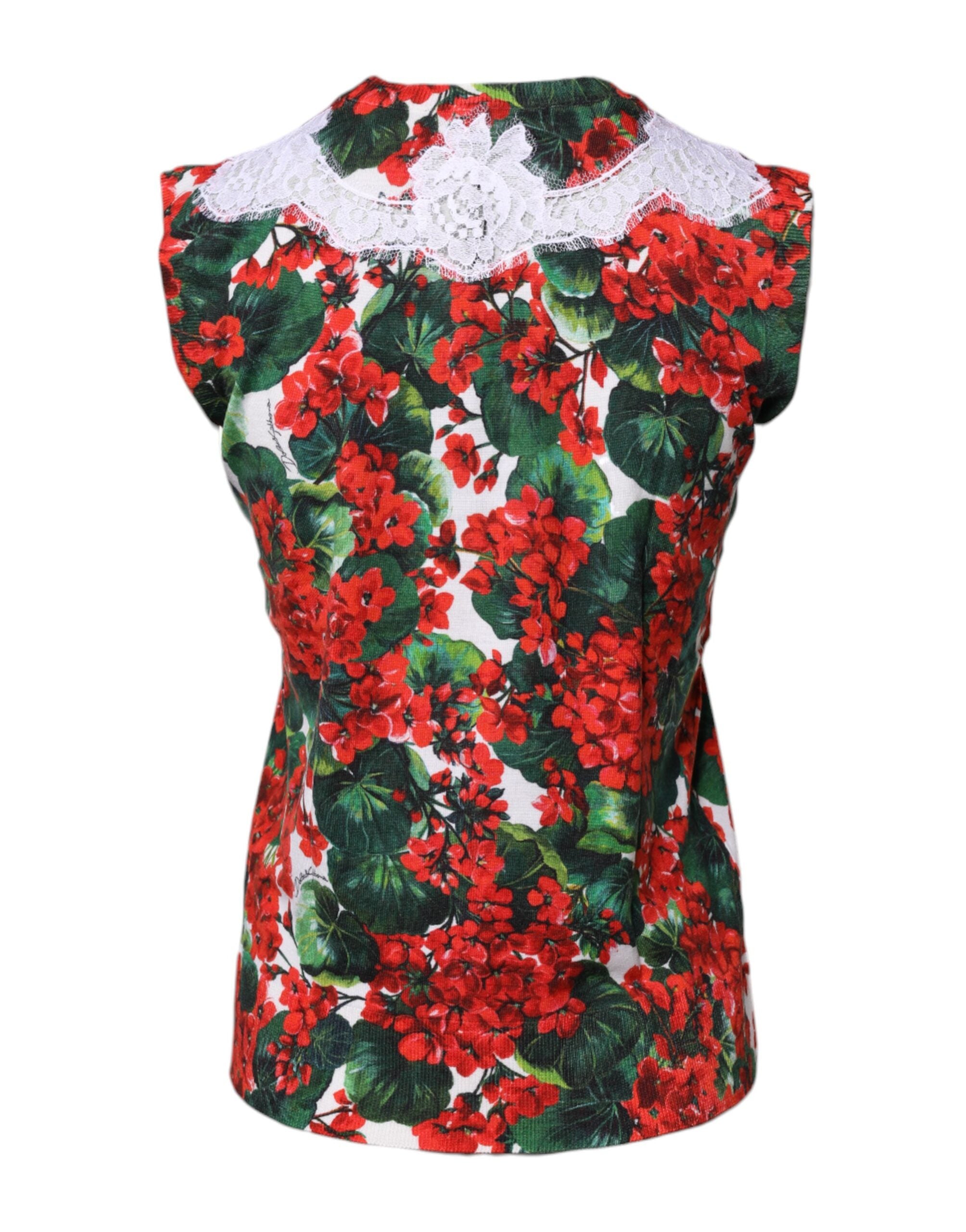 Top sin mangas de encaje floral multicolor de Dolce &amp; Gabbana