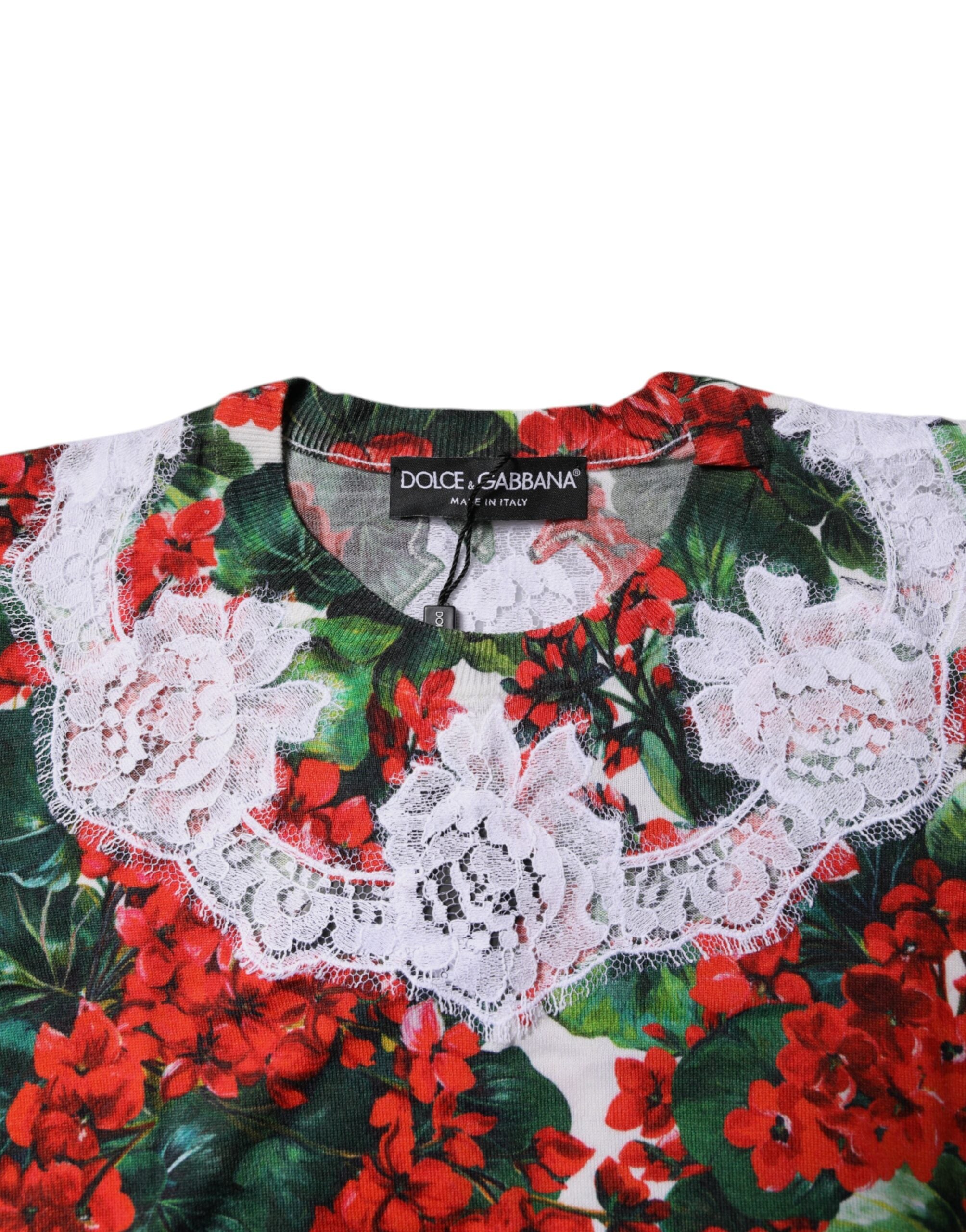 Top sin mangas de encaje floral multicolor de Dolce &amp; Gabbana