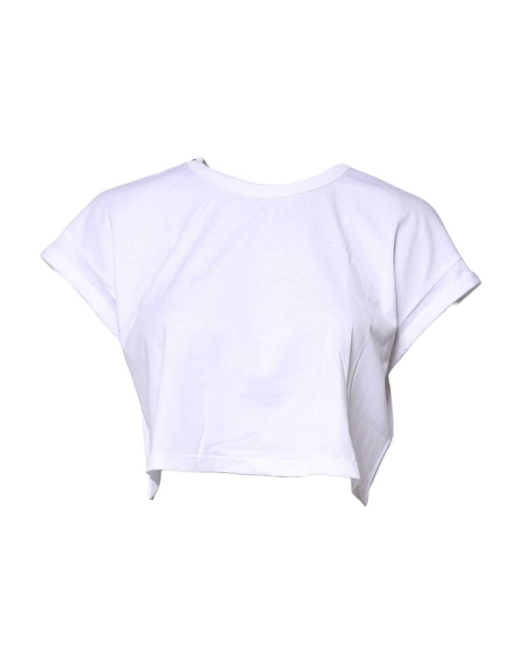 Camiseta corta de cuello redondo de algodón blanco de Dolce &amp; Gabbana