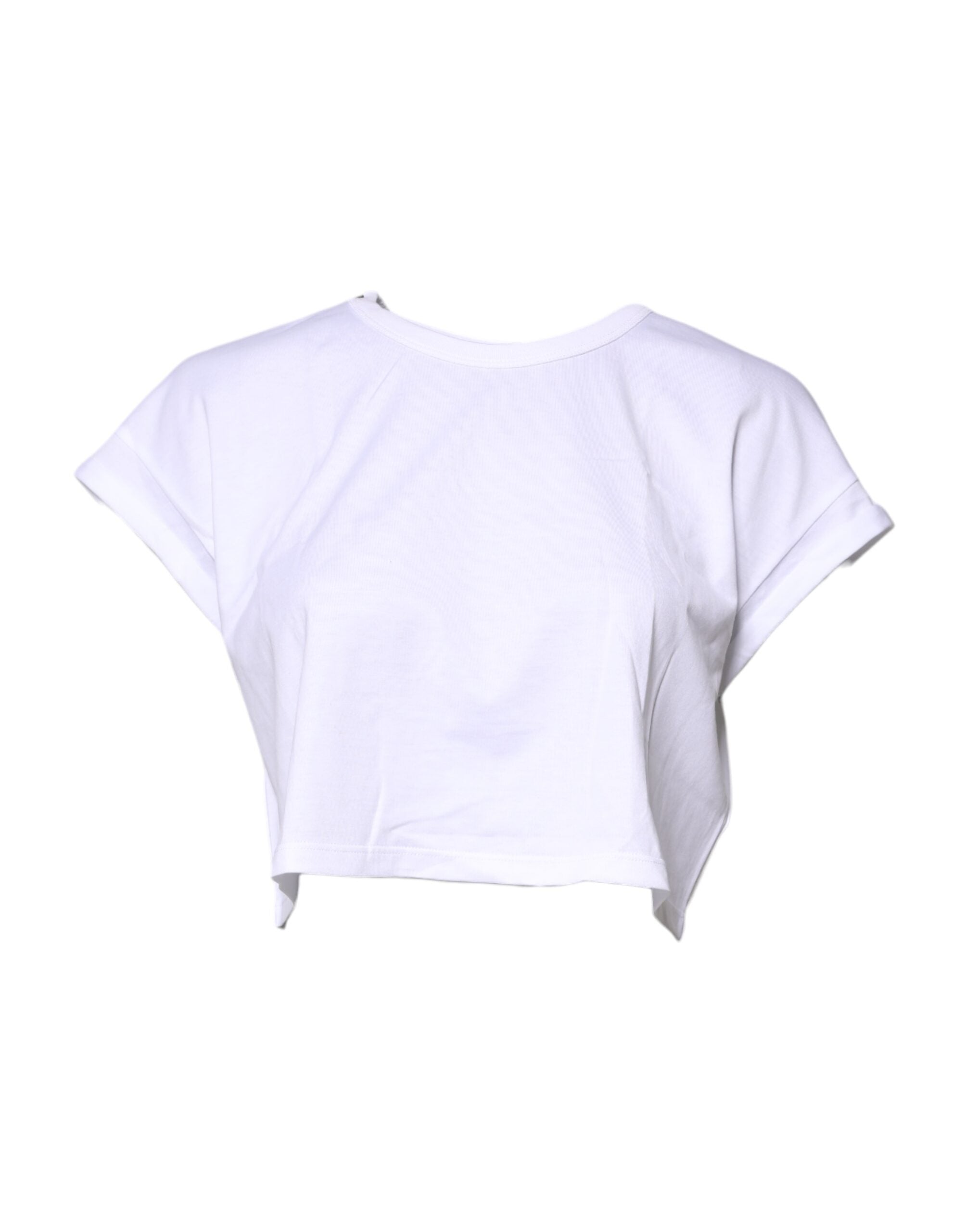 Camiseta corta de cuello redondo de algodón blanco de Dolce &amp; Gabbana