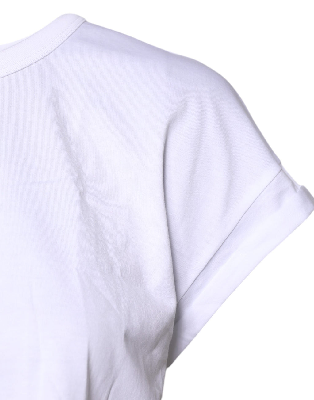 Camiseta corta de cuello redondo de algodón blanco de Dolce &amp; Gabbana