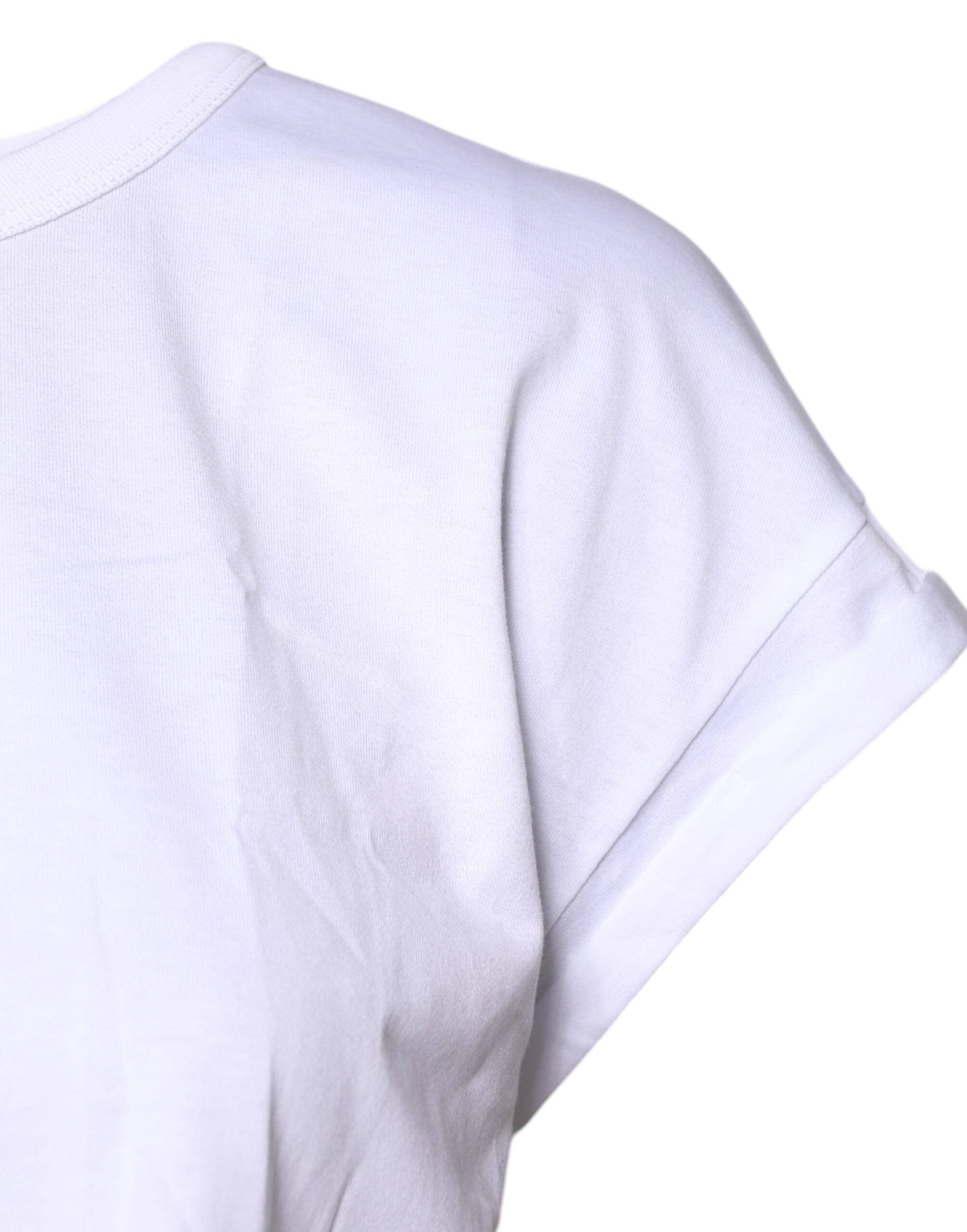 Camiseta corta de cuello redondo de algodón blanco de Dolce &amp; Gabbana