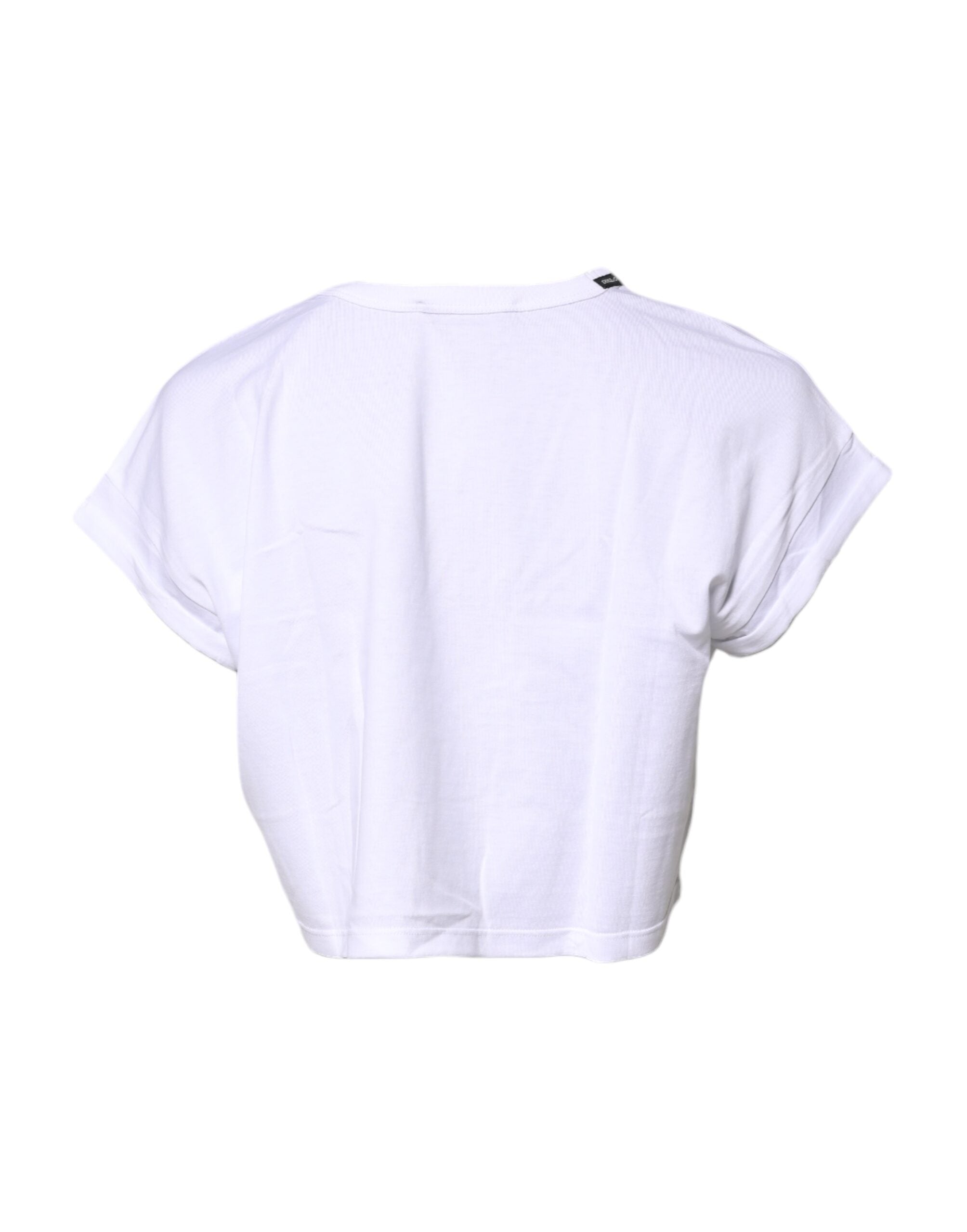 Camiseta corta de cuello redondo de algodón blanco de Dolce &amp; Gabbana