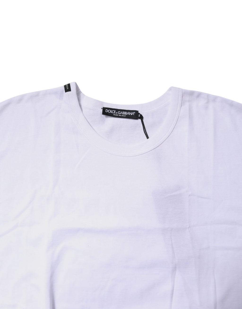 Camiseta corta de cuello redondo de algodón blanco de Dolce &amp; Gabbana