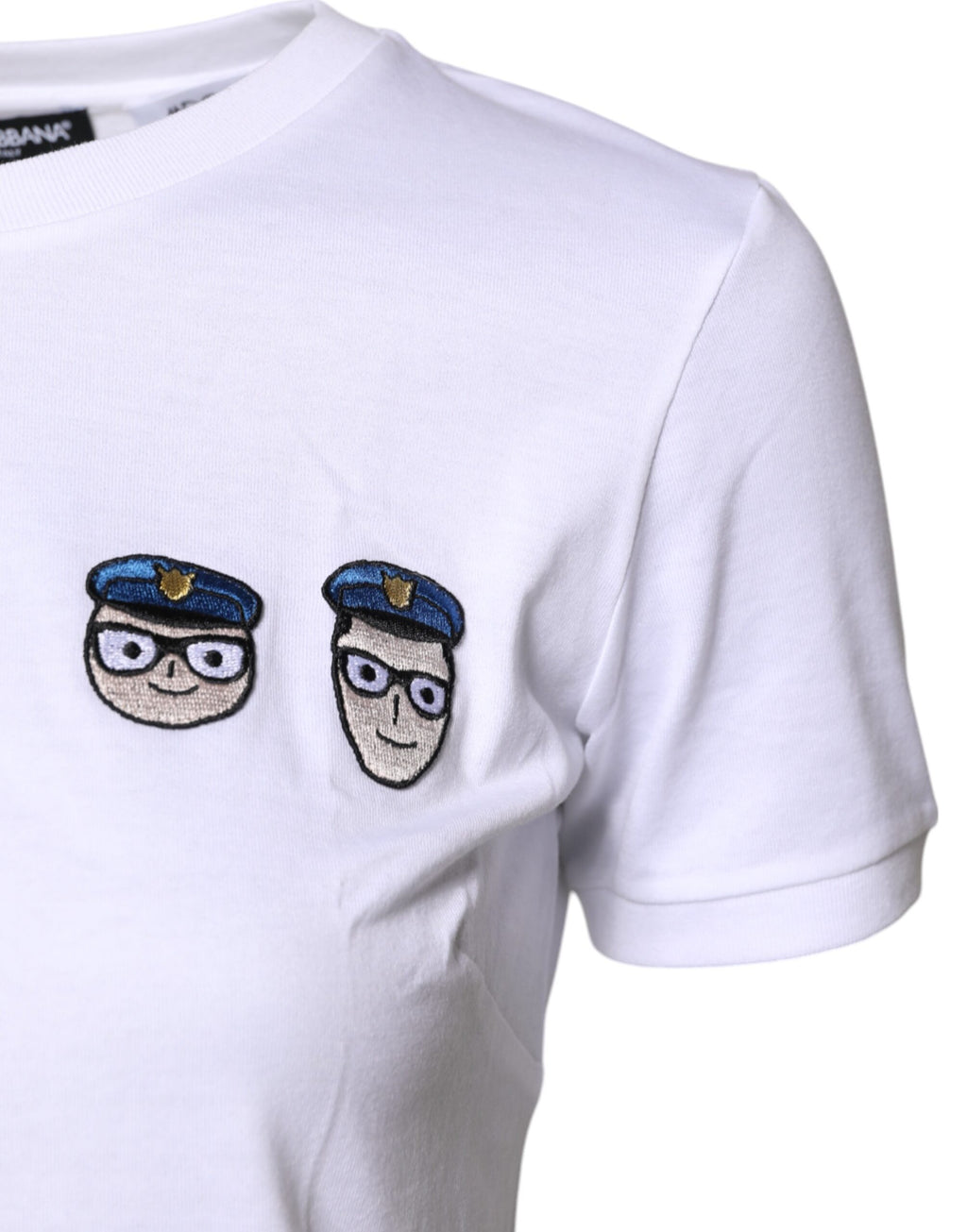 Camiseta blanca de algodón con cuello redondo #DGFamily de Dolce &amp; Gabbana