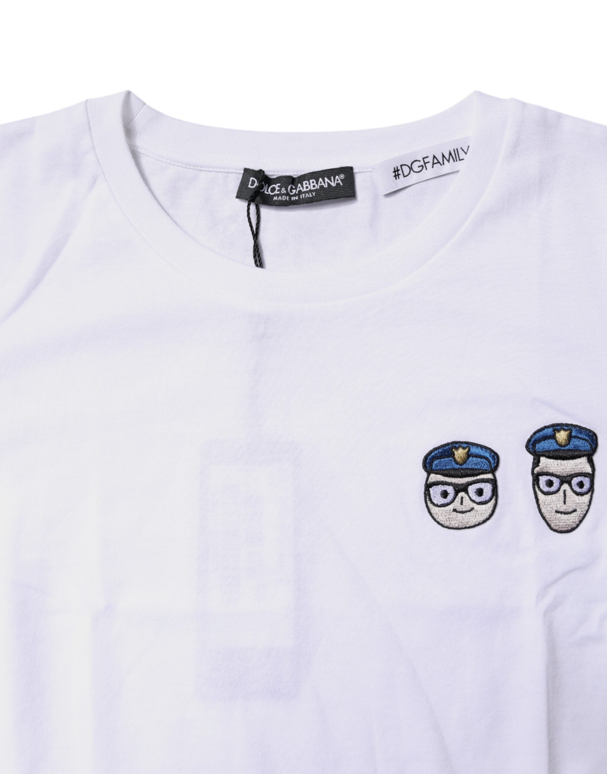 Camiseta blanca de algodón con cuello redondo #DGFamily de Dolce &amp; Gabbana