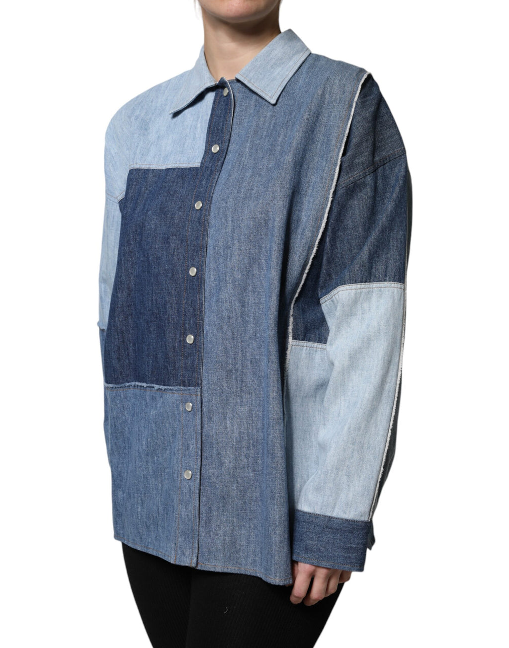 Top de manga larga con cuello abotonado de algodón azul de Dolce &amp; Gabbana