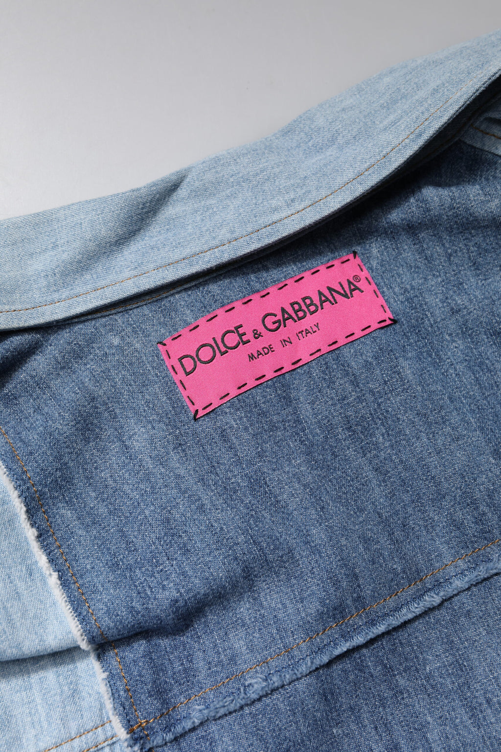 Top de manga larga con cuello abotonado de algodón azul de Dolce &amp; Gabbana