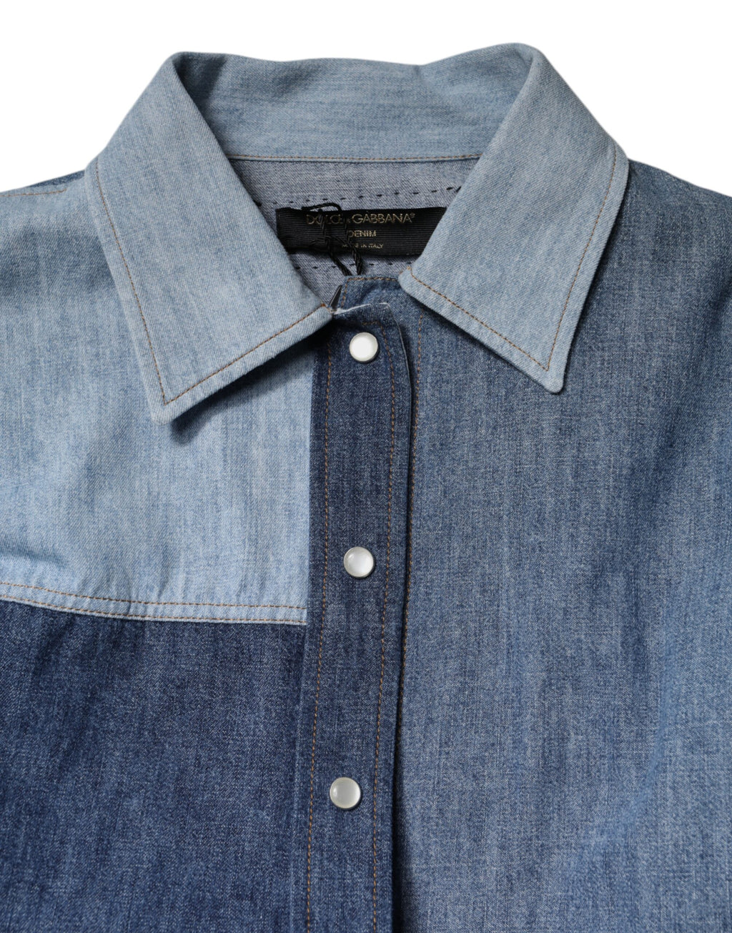 Top de manga larga con cuello abotonado de algodón azul de Dolce &amp; Gabbana
