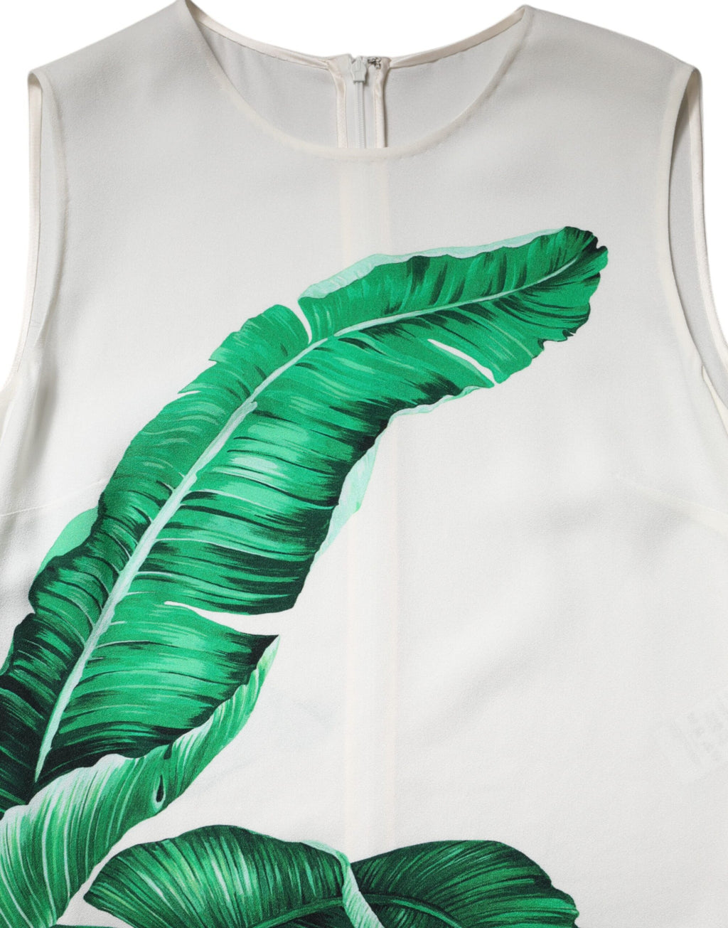 Camiseta de tirantes de cuello redondo con estampado de hojas de plátano blancas de Dolce &amp; Gabbana