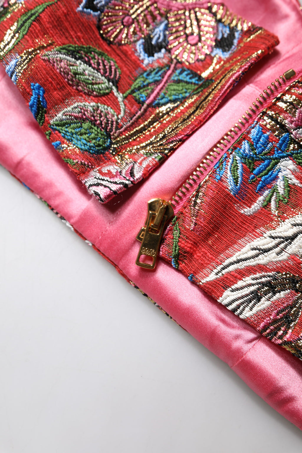 Top corsé con corpiño corto y brocado floral rojo de Dolce &amp; Gabbana