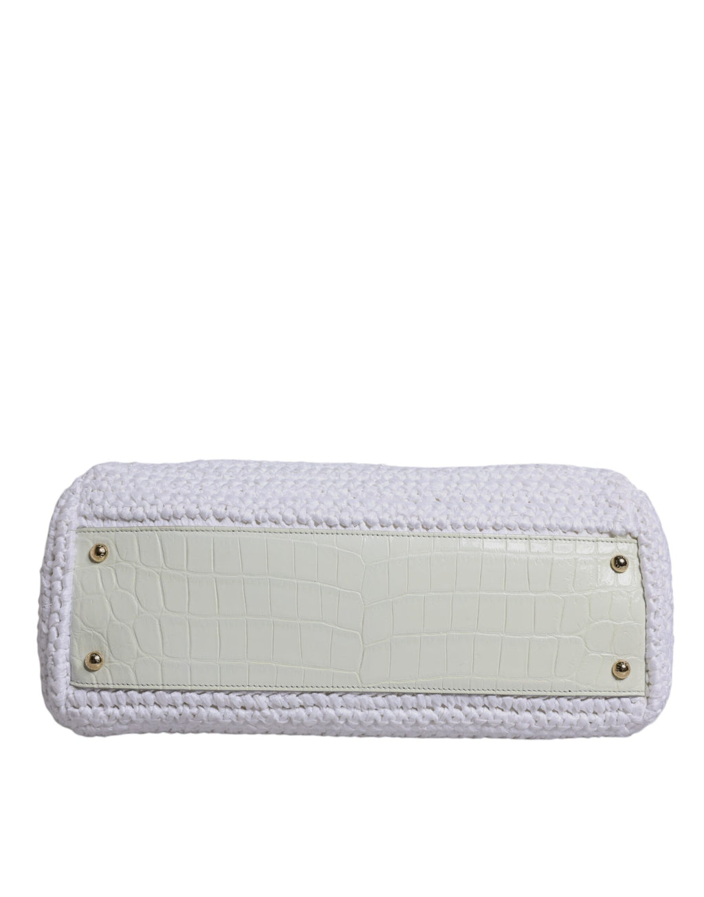 Bolso bandolera con asa superior de piel de rafia blanca de Dolce &amp; Gabbana