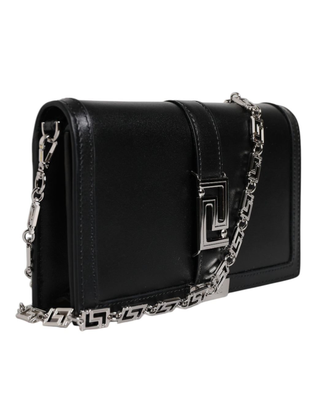 Bolso bandolera Versace de piel de becerro negra con correa de cadena
