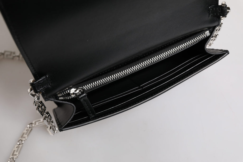 Bolso bandolera Versace de piel de becerro negra con correa de cadena
