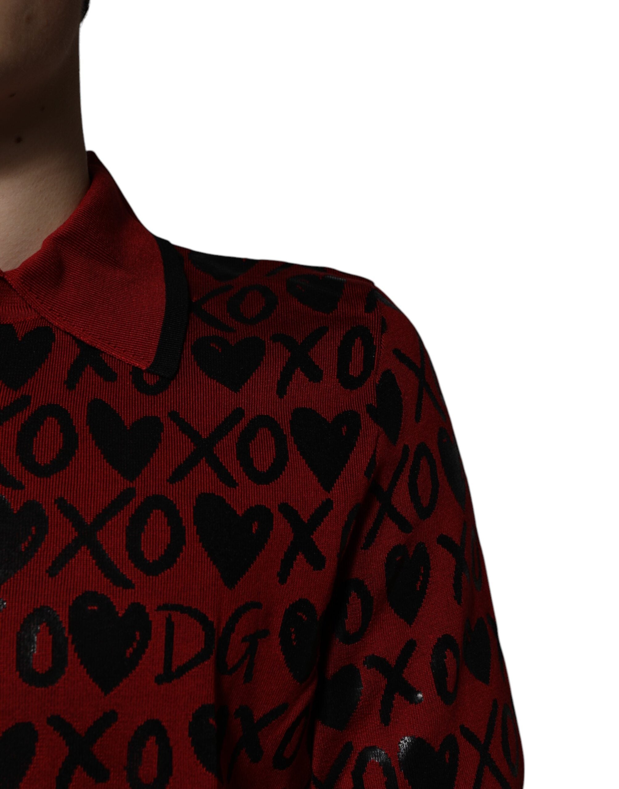 Polo con cuello XOXO de algodón rojo de Dolce &amp; Gabbana