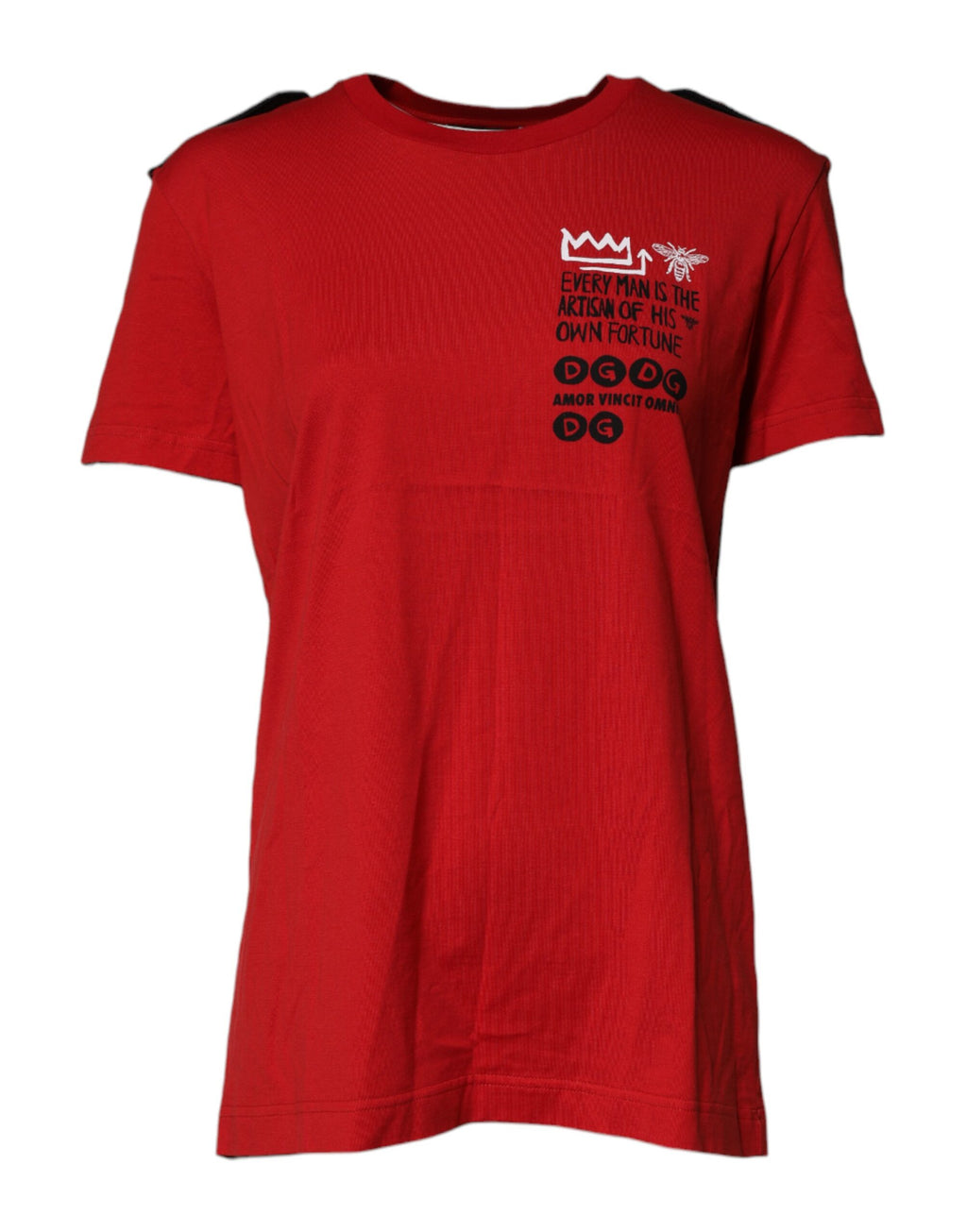 Camiseta roja de algodón con cuello redondo y manga corta de Dolce &amp; Gabbana