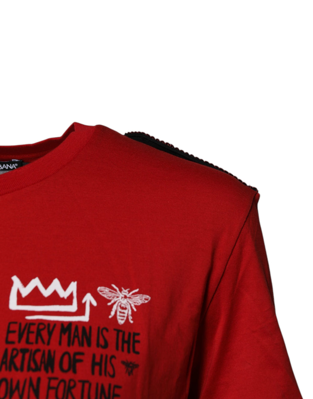 Camiseta roja de algodón con cuello redondo y manga corta de Dolce &amp; Gabbana