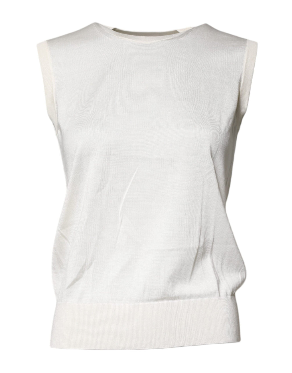 Top de tirantes de seda color crema con cuello redondo y sin mangas de Dolce &amp; Gabbana