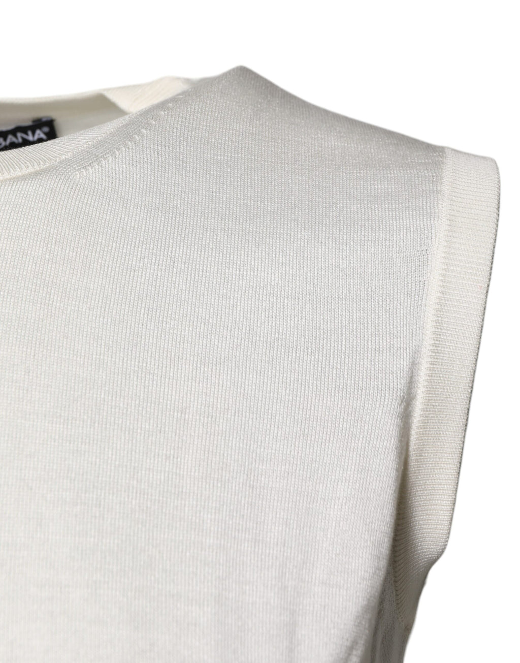 Top de tirantes de seda color crema con cuello redondo y sin mangas de Dolce &amp; Gabbana
