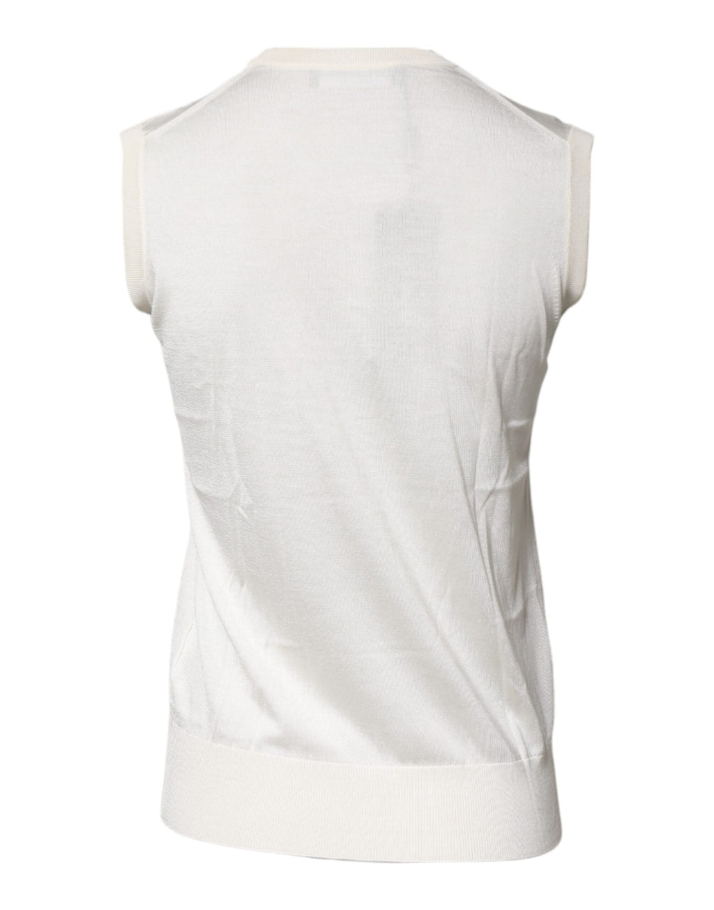 Top de tirantes de seda color crema con cuello redondo y sin mangas de Dolce &amp; Gabbana