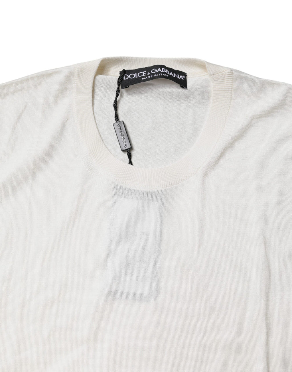 Top de tirantes de seda color crema con cuello redondo y sin mangas de Dolce &amp; Gabbana